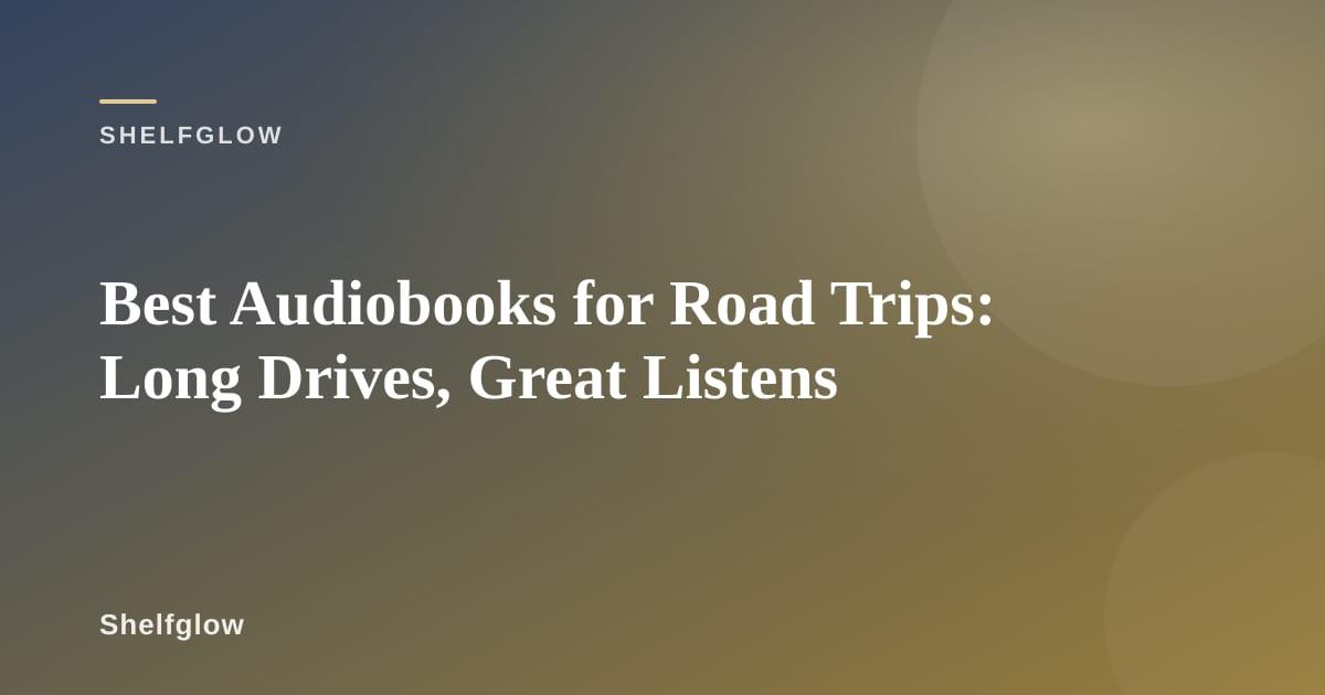 Car dashboard with phone playing an audiobook and open highway ahead