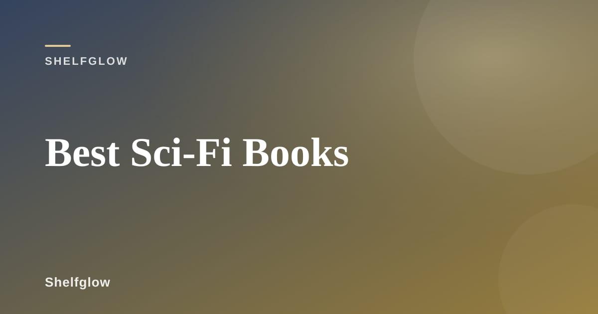 Science fiction book collection with starscape backdrop